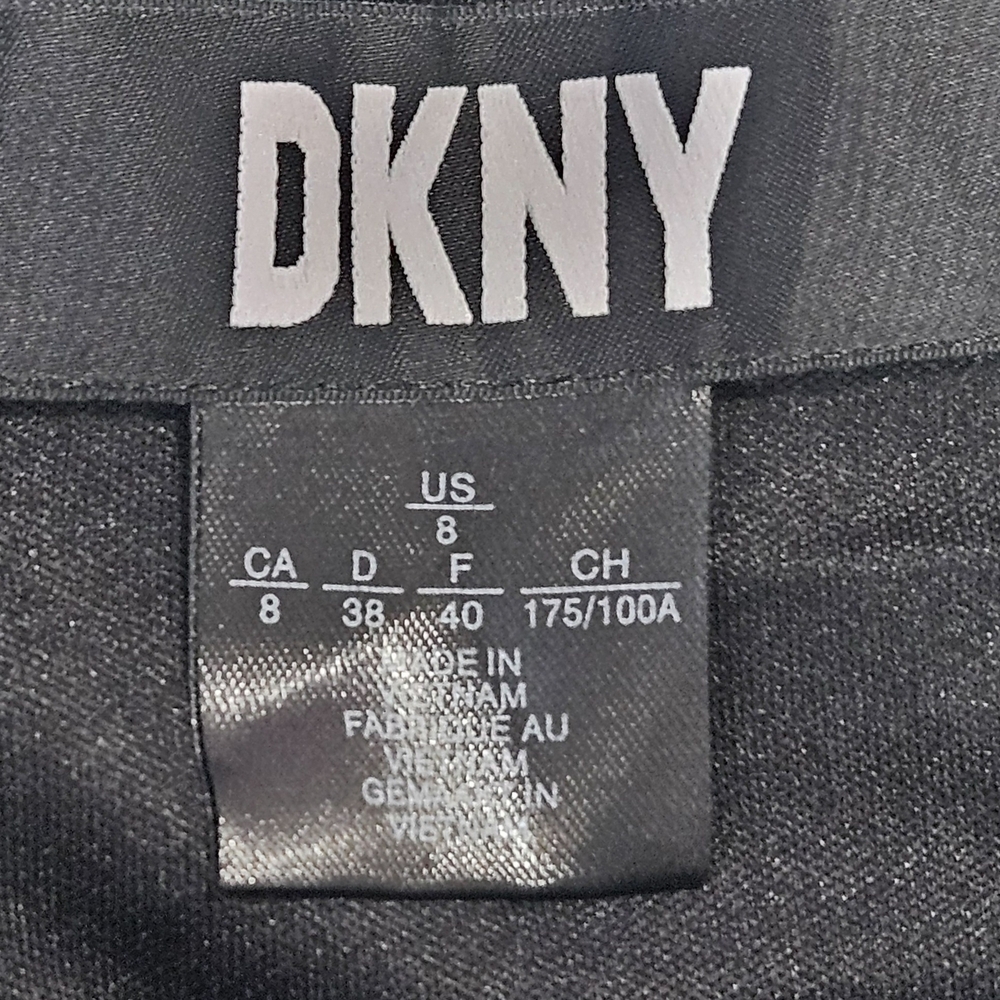 DKNY Gingham Plaid Fit & Flare A-Line Dress Black White V-Neck Size 8 - Picture 5 of 9